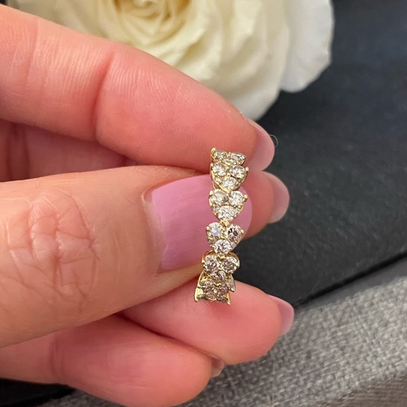 heart illusion 1/2 eternity ring marked 18K yellow gold 1.00 CTW Natural Diamond - Picture 8 of 12